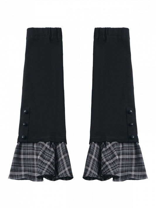 Black & Gray Plaid Flared Arm Warmers - PINK SAVIOR