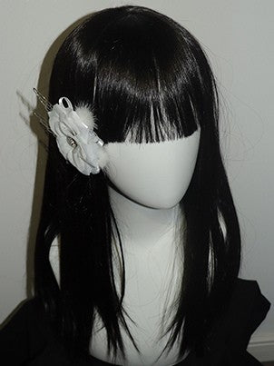 Haarspangen Flügel und weiße Krone mit Blumendekor