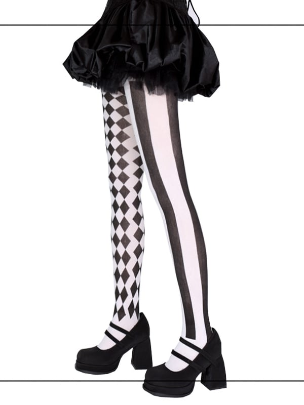 Vibes Asymmetrical Clown / Black Red Tights Circus Print