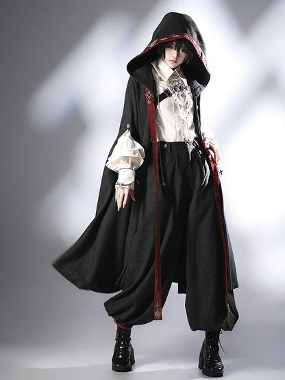 Schwarze Ouji Lolita Knickerbocker mit roten Bündchen