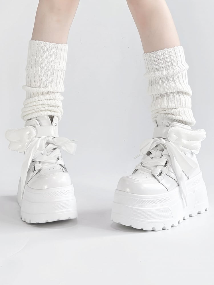 Shoes Accents Wings Gothic Platform Detachable White