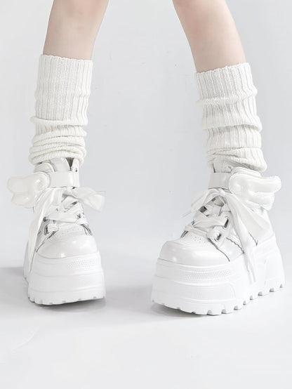Shoes Accents Wings Gothic Platform Detachable White
