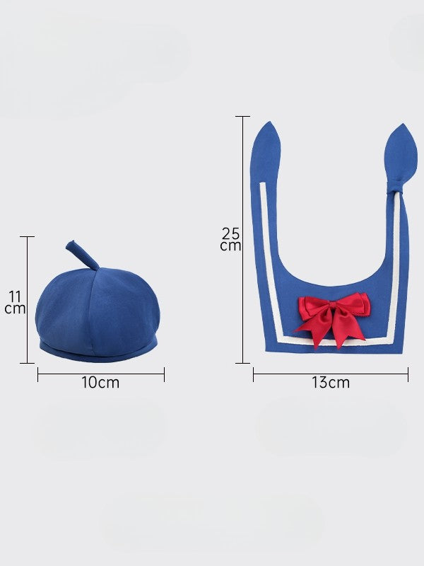 Verzierter mittlerer/großer Matrosenhut in Blau mit Schleife und Kragen