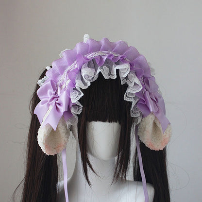 Options Bow with 8 Lace and Ears Color Lolita – Ruffled Hairband Sheep Accents