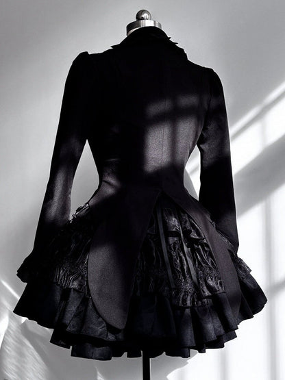 ブラックゴシックロリータ蝶の羽根型裾ブレザー