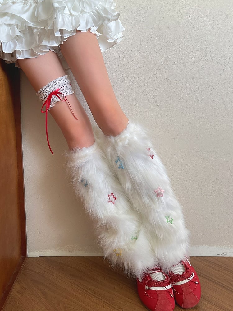 Colorful with Y2K Warmers Decorations Black/White Leg Star Plush