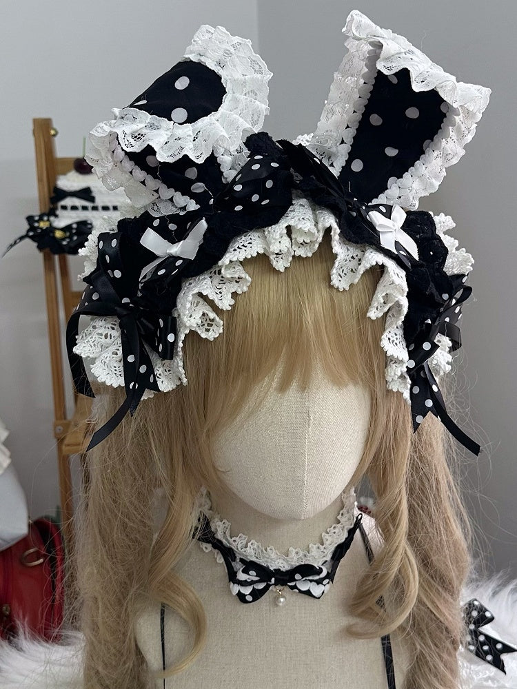 Options 2 Hairband Color Bow Trim Lace Bunny Ear