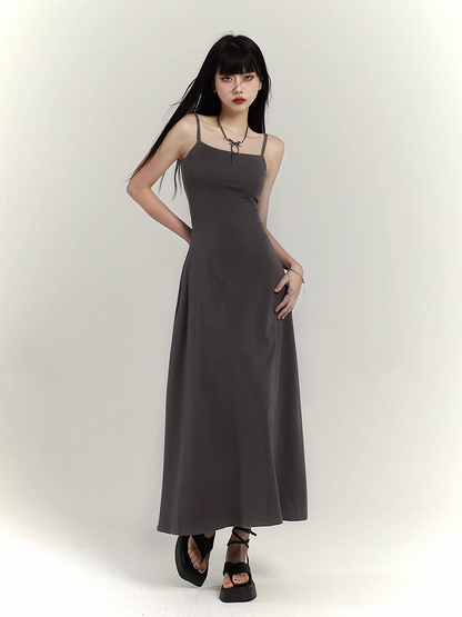 Gray/Black Ankle Length Glamorous Slim-fitting Cami Dress