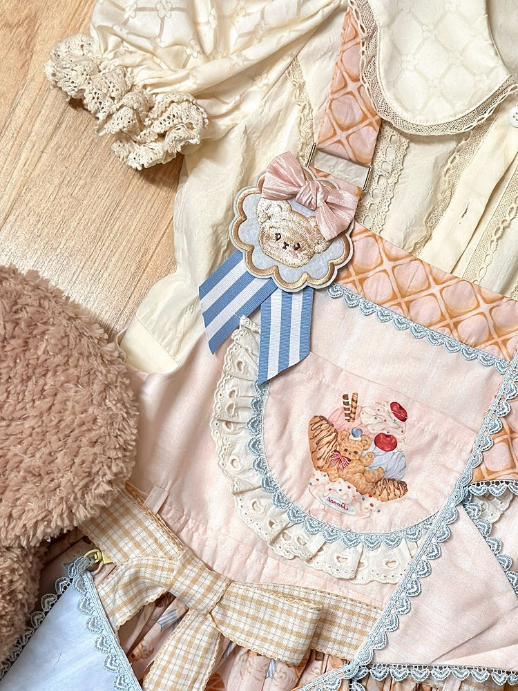 Blaue Bären-Stickerei-Brosche