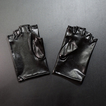 サイバーパンクゴシック ブラック/シルバー フィンガーレスグローブ