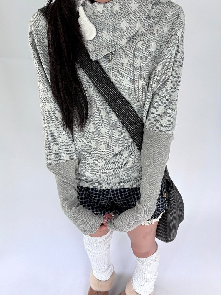 and Wings Pattern Top Sleeve with Angel Gray Star Long