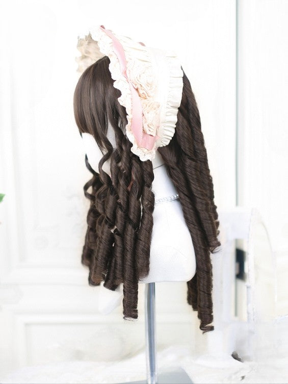 ローマンバングス 50-55CM ウィッグ付き ブラウン カーリー フル