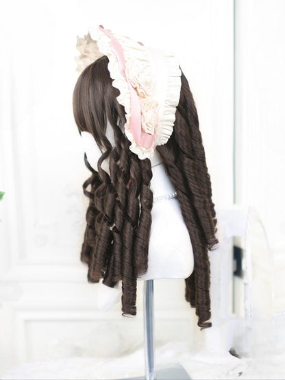 ローマンバングス 50-55CM ウィッグ付き ブラウン カーリー フル