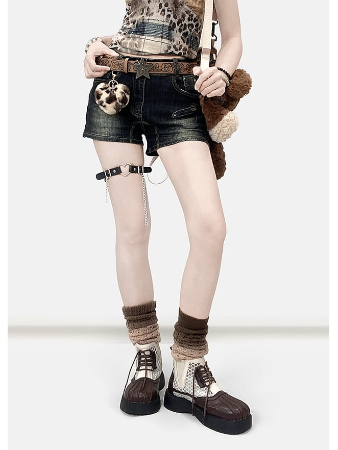 Black Wash Design Denim Bittersweet Faded Shorts