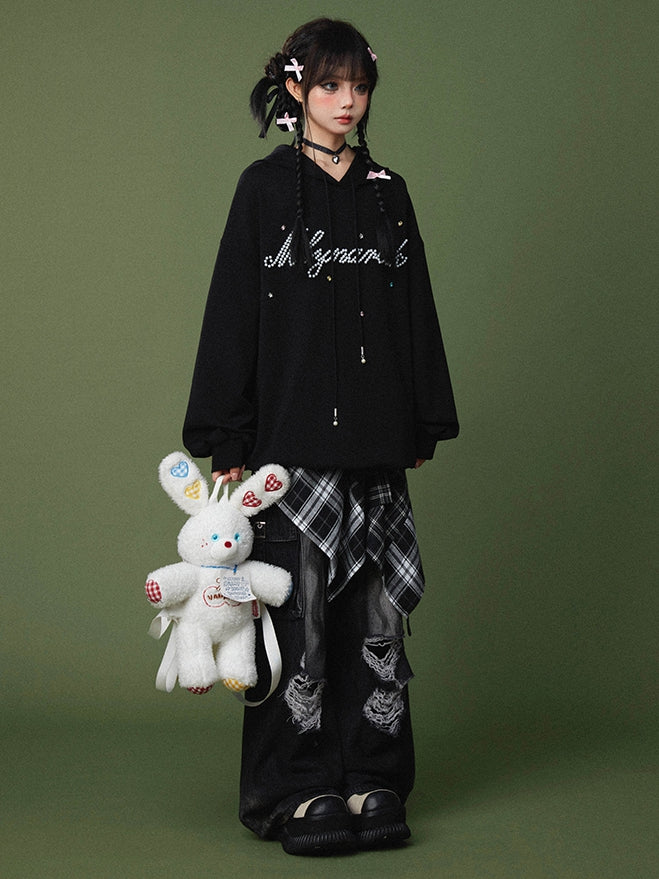 Accessory Plaid Pattern Y2K White Black