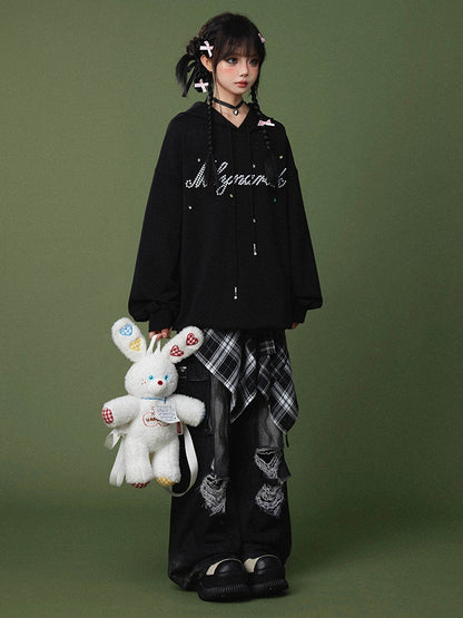 Accessory Plaid Pattern Y2K White Black
