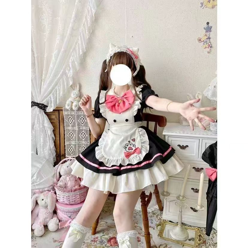 Cat Cafe Maid Sweet Kawaii Lolita OP Dress Plus Size 5XL