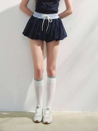 Skirt Bubble Navy Bowknot Detail Kawaii White Blue with
