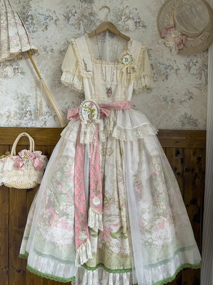 プラスロリータスカートバレーとクラシックな花柄サイズありプリントリリー