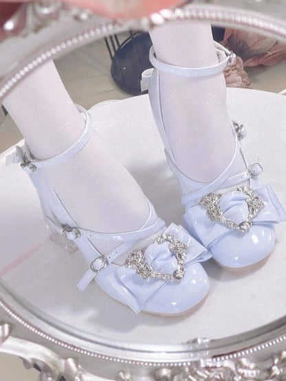 Janes Design Blue Transparent Heel Mary Crisscross with