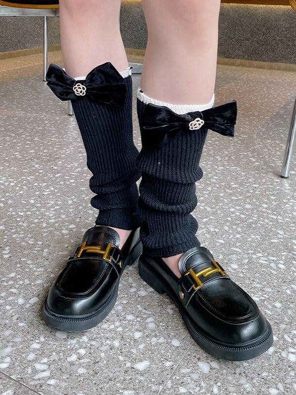 Bowknot With Details Black Black/White Leg Sleeves