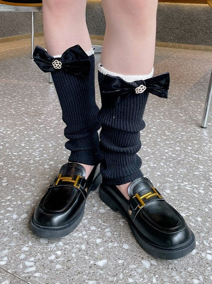 Bowknot With Details Black Black/White Leg Sleeves