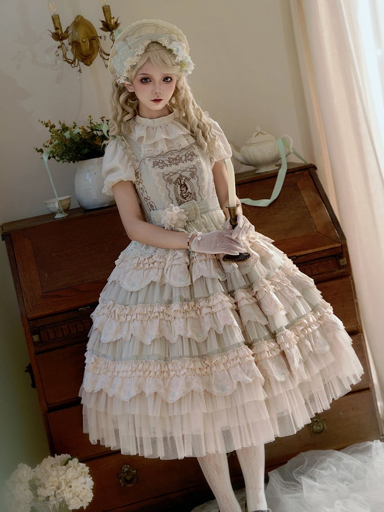 バニーレイヤードスカート ライトグリーン ロリータドレス