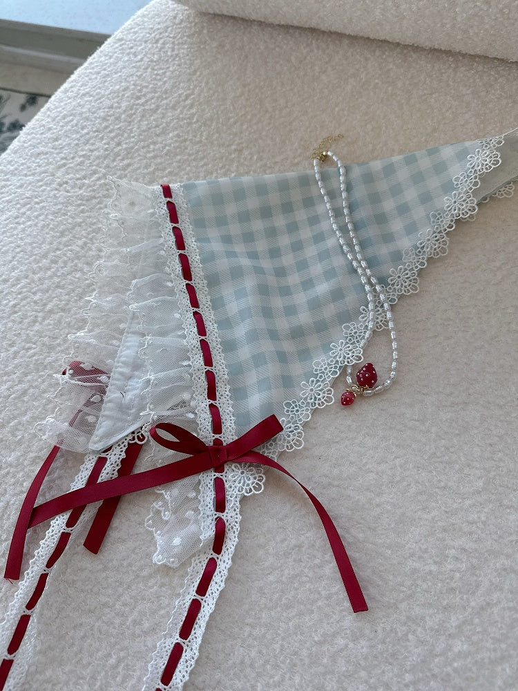 Rosa / Rot / Schwarz / Blau / Lila karierter Dreiecksschal