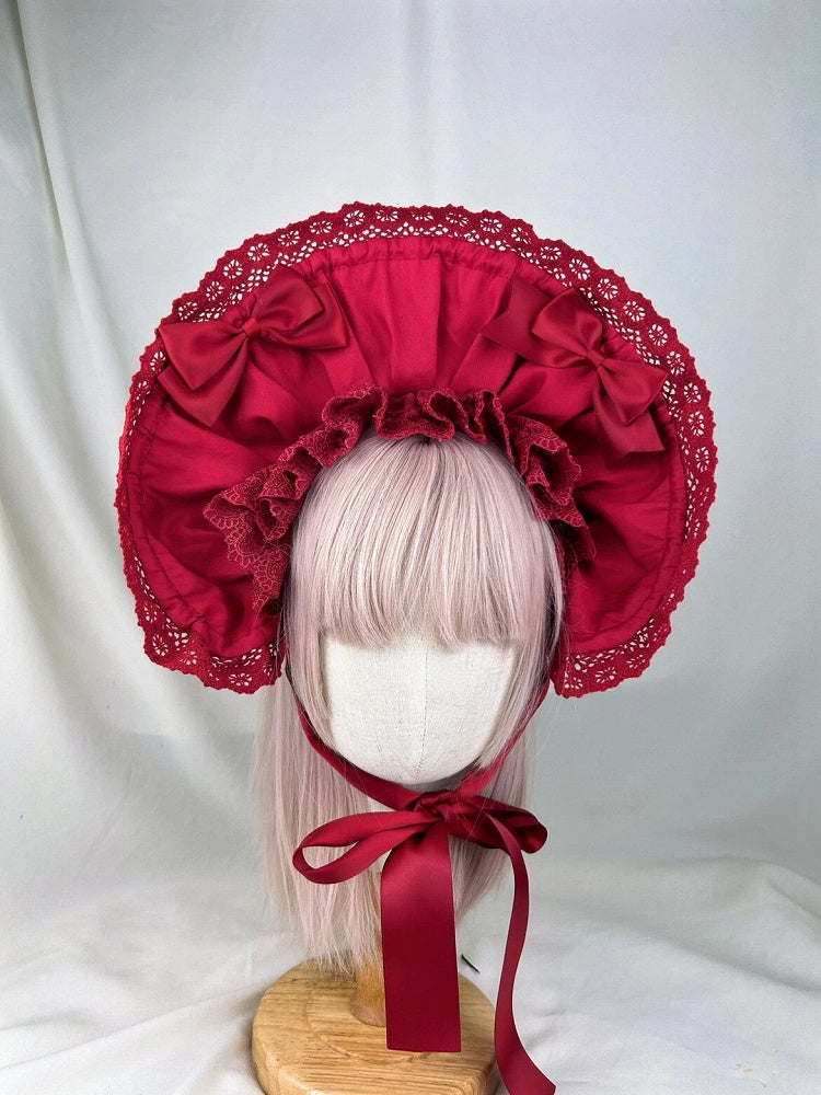 Ruffled Satin Bonnet (2 Color Options: Burgundy