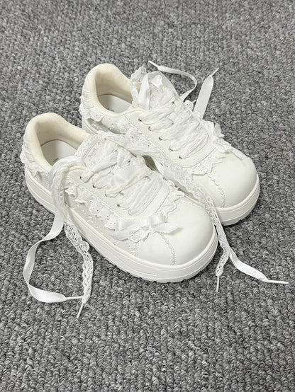 Kei Lace with Platform Details Platforms White Jirai Closure Lace-up