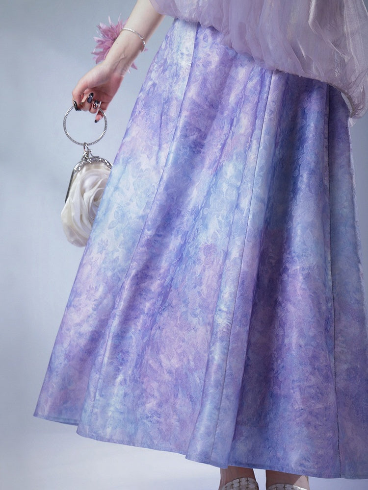 Satin A-Line Chinese Style Floral Slip Dress - sijinstudio