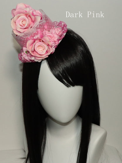 Rosette Design Pink Trim Mini Lace Light/Dark Hat