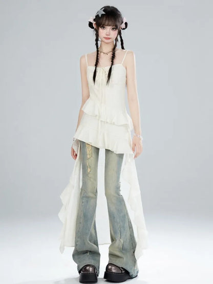 Rock Apricot Kleid Urlaub Sommer High-low