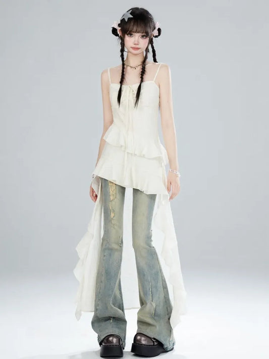 Rock Apricot Kleid Urlaub Sommer High-low