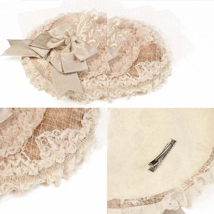 Apricot Flat Hat Bow Accent Mini Vintage