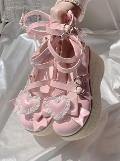 Grain Sweet Pink Platforms - Sole Lolita Wood 6.5cm