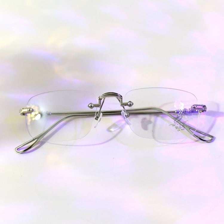 Brille Randlos Silber Cyberpunk