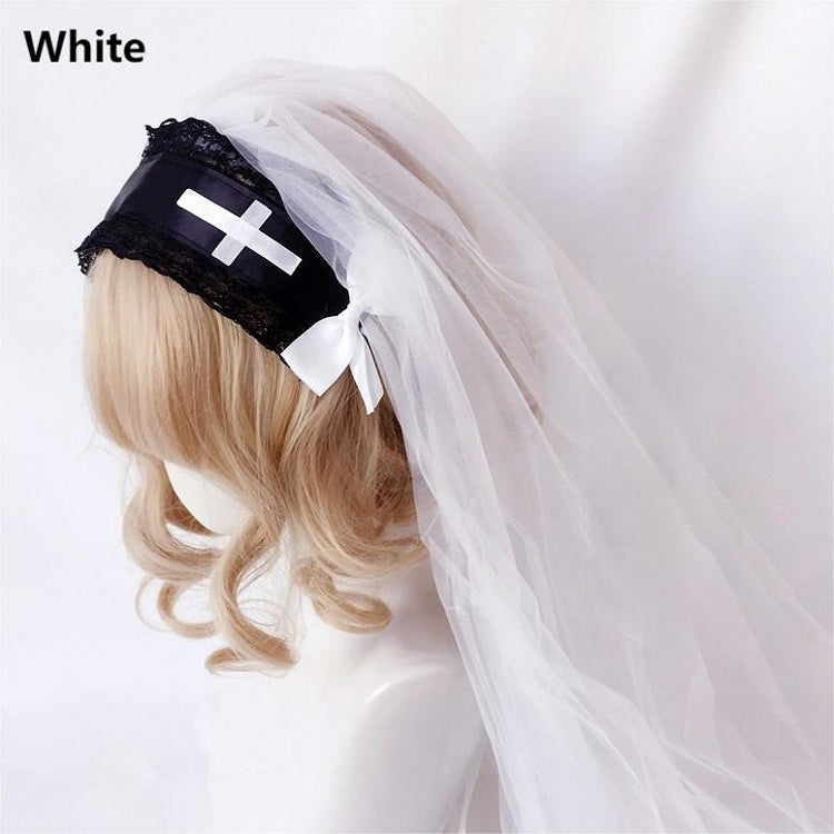 Lolita Black/White Head Veil Nun