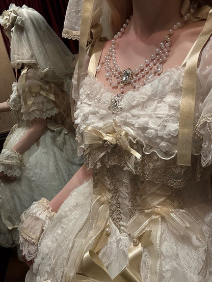 Golden Skirt High-low Corset Dress Lolita Waist with Hanayome Hime Layered