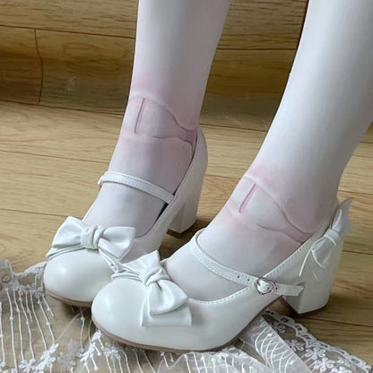 Details White Jane Sweet Bow with 5cm Shoes Mary Heel Lolita