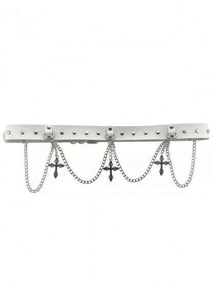 Black/White Cross Pendant Waist Chain - WhaleHall