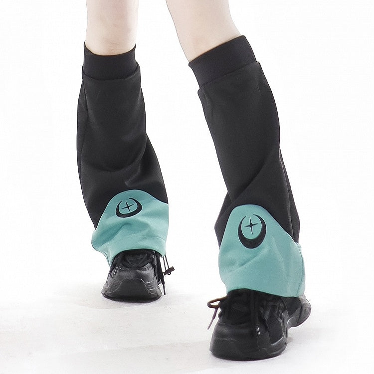 Jirai Moon and Sleeves BlackGreen Embroidery Leg Kei Star