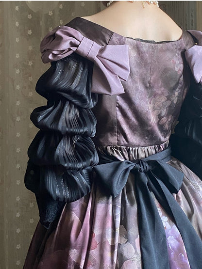 Neckline Sleeves Lolita Elegant Marie Off-the-shoulder Stripe Blouse Black