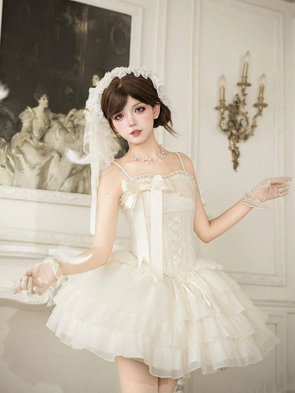 Creamy Boned Corset JSK Dress Set - With PUJI