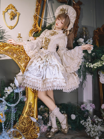 und Stickerei Ärmel Kleid Glocke Kerze Samt Kerzenständer Creme