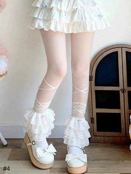 Summer Sheer Leg Warmers with Bow Accents in Four Options - Milkcat Studio