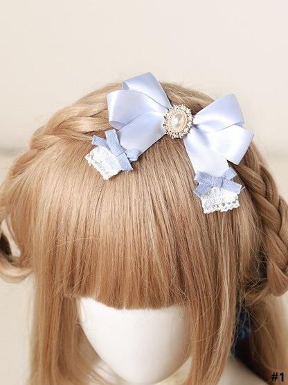 Bowknot Hairclip Options Light 3 Blue Sweet Lolita