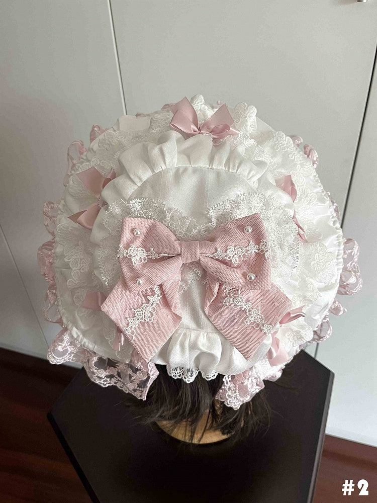 Bows Pink Hat Lolita Decorated Sweet