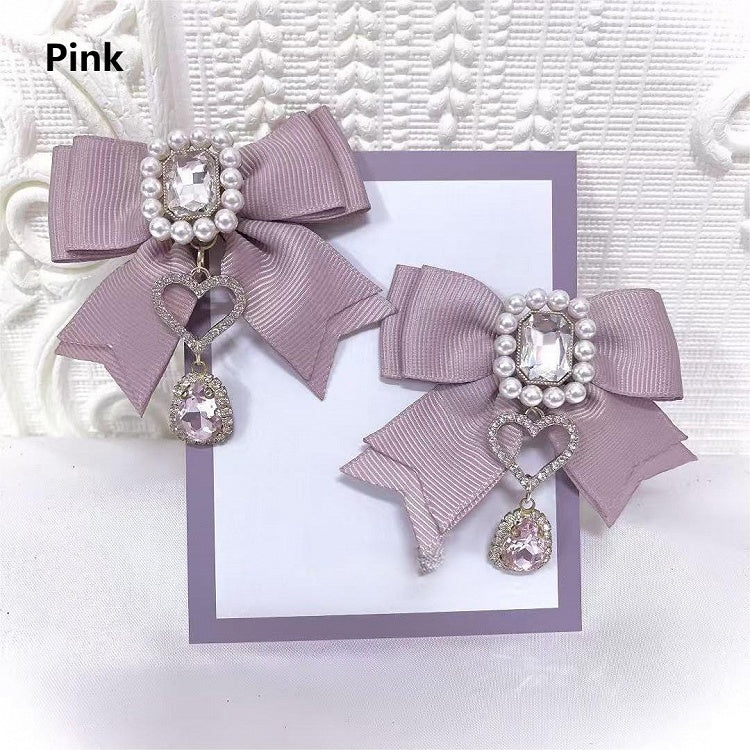 Bow Colors 7 with Hairclips Decorated Rhinestone