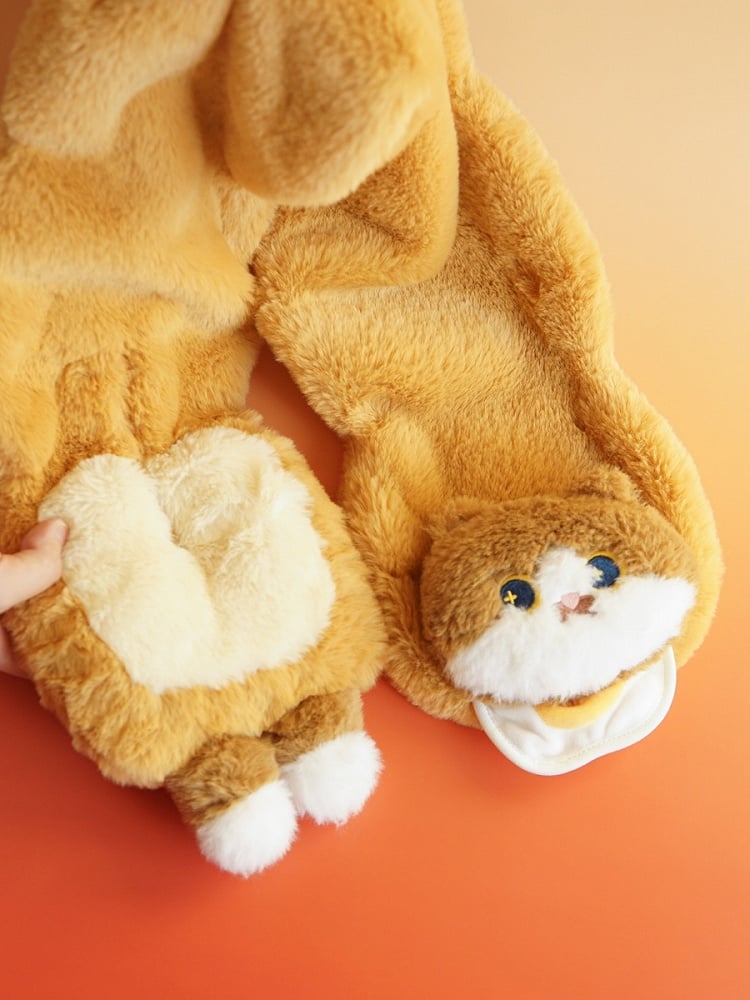 Süßer Katzen-Plüschschal in Braun